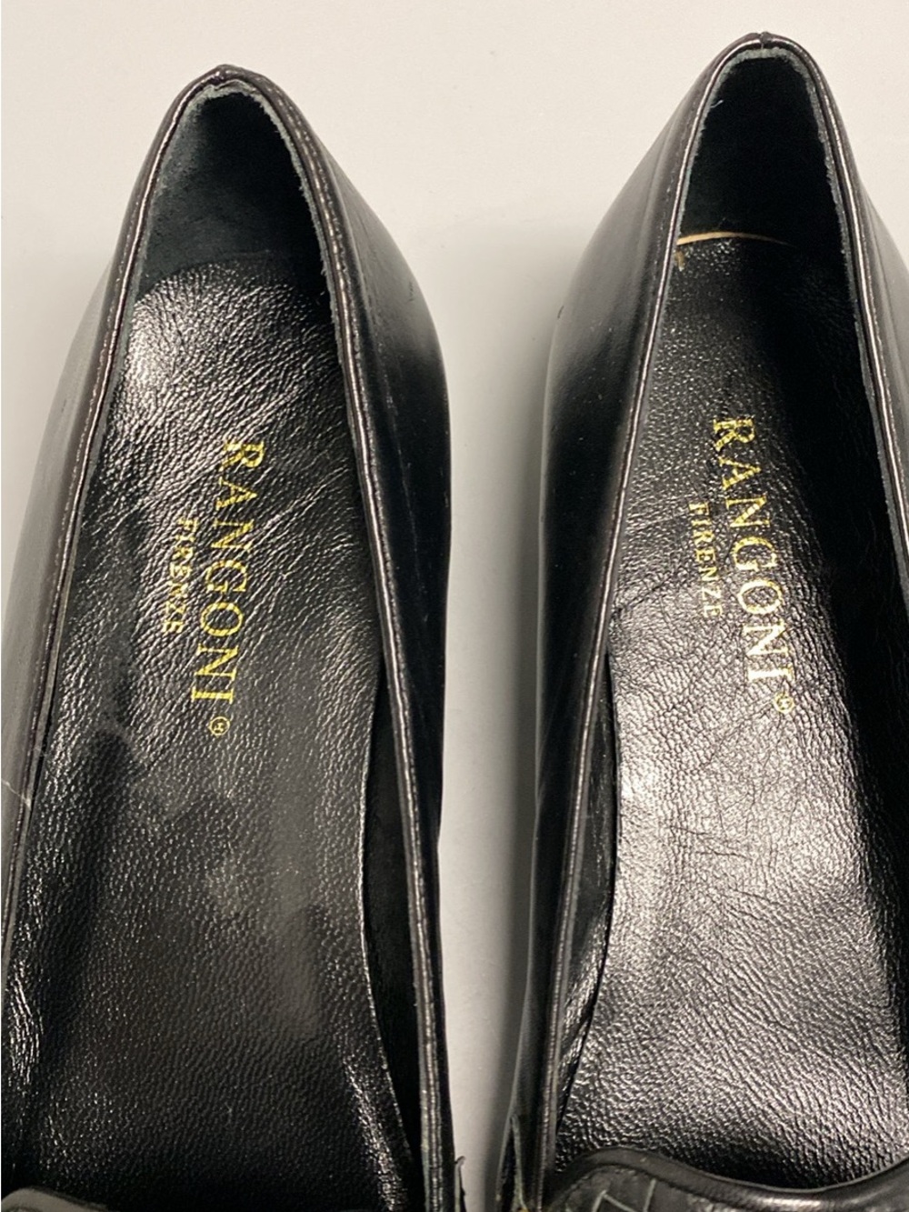 Rangotti Women's Black Leather Woven Loafers with Gold Accent - Picture 4 of 4